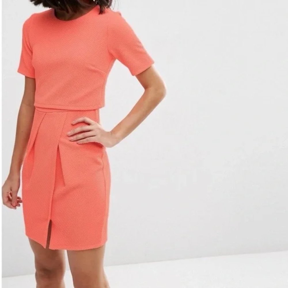 ASOS Coral Textured Mini Dress